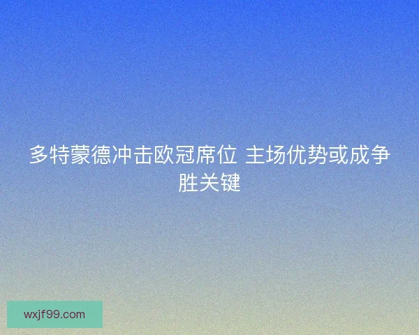 多特蒙德冲击欧冠席位 主场优势或成争胜关键